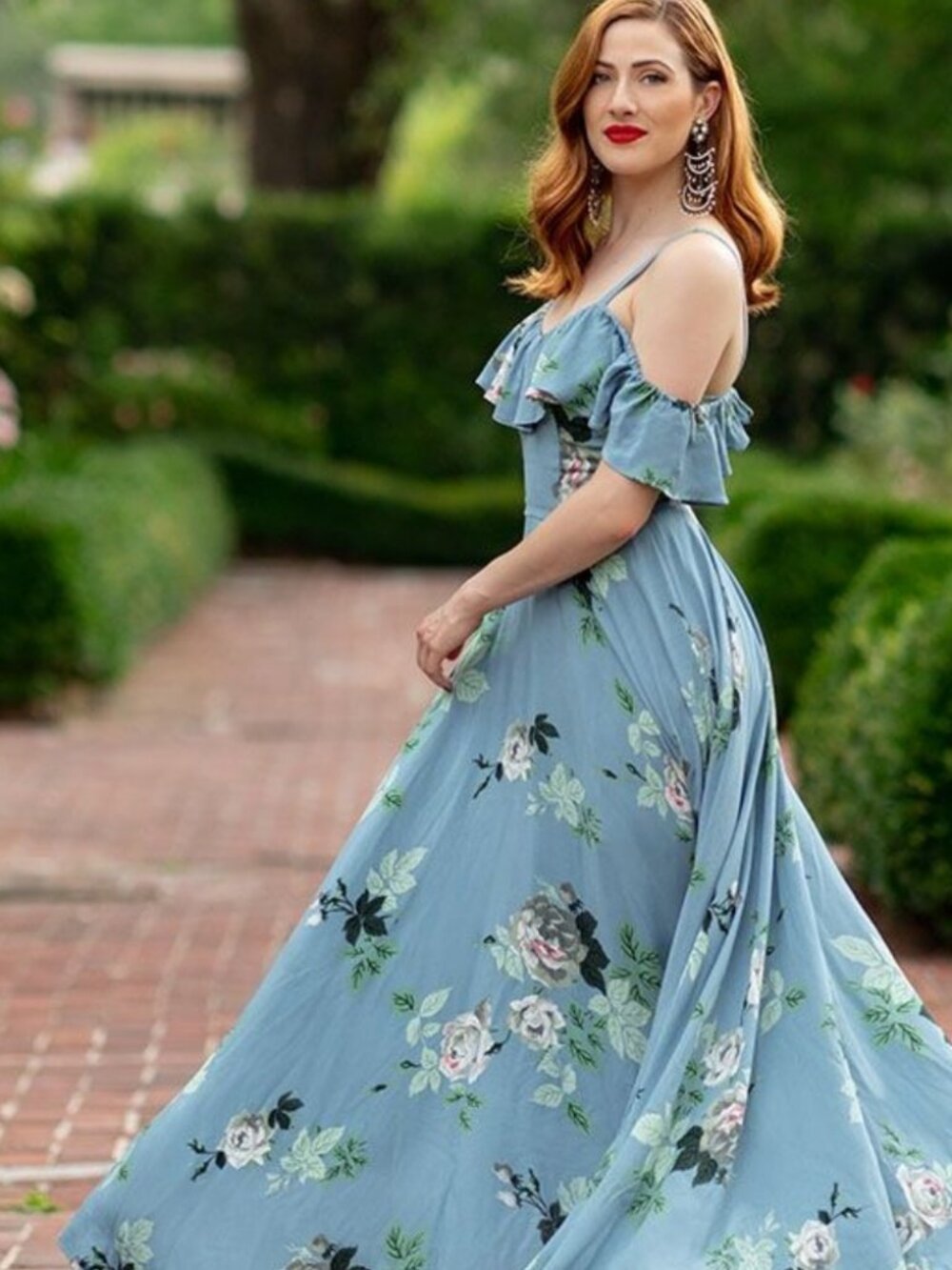 Trashy Diva French Blue Roses Hollywood Maxi Dress - Picture 2 of 8